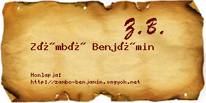 Zámbó Benjámin névjegykártya